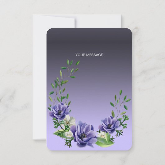 Waterverf paarse bloemen dank je kaart (Achterkant)