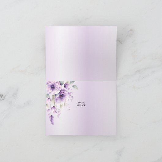 Waterverf Paarse Bloemen Dank u kaart (Binnen)