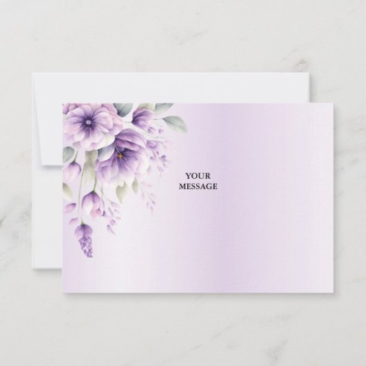 Waterverf Paarse Bloemen Dank u kaart (Achterkant)