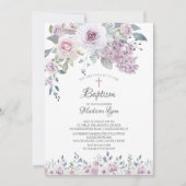 Waterverf Paarse Bloemen Doop Kaart (Voorkant)