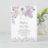 Waterverf Paarse Bloemen Doop Kaart (Staand voorkant)