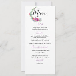 Waterverf Paarse Bloemen Elegant Trouwmenu Save The Date