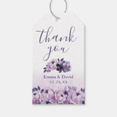 Waterverf Paarse Bloemen Elegante Trouwgunst Cadeaulabel (Voorkant)