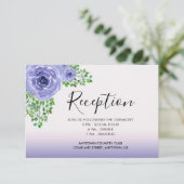 Waterverf paarse bloemen en groen receptie kaart (Staand voorkant)