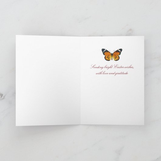 Waterverf paarse bloemen en vlinderpap feestdagen kaart (Binnen)