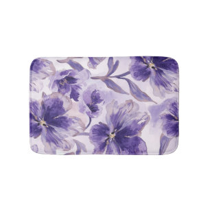 Waterverf Paarse Bloemen Geschilderd Violet Bloeie Badmat