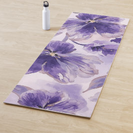 Waterverf Paarse Bloemen Geschilderd Violet Bloeie Yogamat