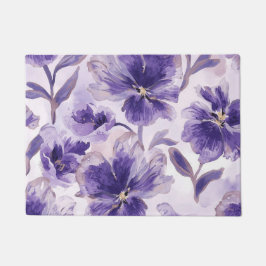 Waterverf Paarse Bloemen Geschilderd Violet Deurmat