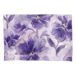 Waterverf Paarse Bloemen Geschilderd Violet Kussensloop
