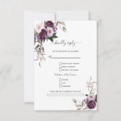 Waterverf Paarse Bloemen Huwelijksverzoek  RSVP Kaartje (Voorkant)
