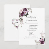 Waterverf Paarse Bloemen Huwelijksverzoek  RSVP Kaartje (Voorkant / Achterkant)