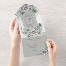 Waterverf Paarse bloemen in één uitnodiging