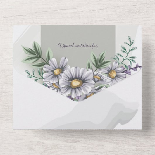 Waterverf Paarse bloemen in één uitnodiging (Achterkant)