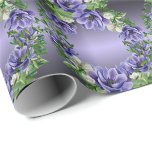 Waterverf Paarse Bloemen Inpakpapier