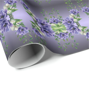 Waterverf Paarse Bloemen Inpakpapier