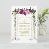 Waterverf Paarse bloemen Kaart (Staand voorkant)