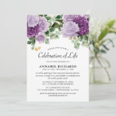 Waterverf Paarse Bloemen Levensviering Kaart (Staand voorkant)