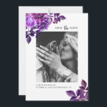 Waterverf paarse bloemen. Lila bloemfoto Save The Date<br><div class="desc">Waterverf paarse floral save the date photocard. Neem contact met me op als je extra objecten nodig hebt.</div>