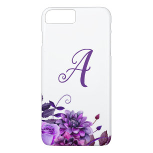 Waterverf paarse bloemen. Lila floraal monogram Case-Mate iPhone Case