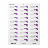 Waterverf paarse bloemen. Lila trouwadres Etiket (Full Sheet)