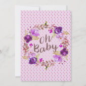 Waterverf Paarse Bloemen Modern Baby shower Kaart (Achterkant)