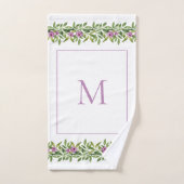 Waterverf paarse bloemen, monogram bloemig bad handdoek (Handdoek)