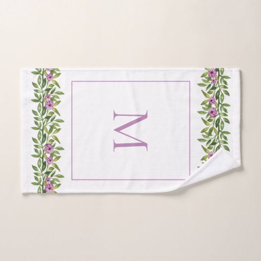 Waterverf paarse bloemen, monogram bloemig bad handdoek (Handdoek)