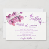 Waterverf Paarse Bloemen Orchidee Bloemen Bruiloft Kaart (Voorkant)