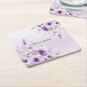 Waterverf Paarse Bloemen Papier Onderzetter (Schuin)