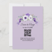waterverf paarse Bloemen QR Code RSVP bruiloft Kaart (Achterkant)
