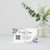 waterverf paarse Bloemen RSVP bruiloft QR-code Informatiekaartje (Staand voorkant)