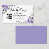waterverf paarse Bloemen RSVP bruiloft QR-code Informatiekaartje (Voorkant / Achterkant)