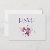 Waterverf Paarse Bloemen RSVP Kaart (Voorkant)