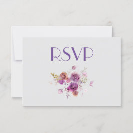  Waterverf Paarse Bloemen RSVP Kaart