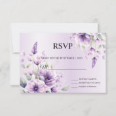 Waterverf Paarse Bloemen RSVP-kaart RSVP Kaartje (Voorkant)