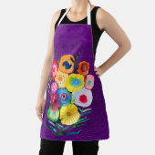 Waterverf paarse bloemen schort (Insitu)