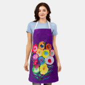 Waterverf paarse bloemen schort (Gedragen)