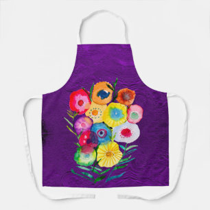 Waterverf paarse bloemen schort