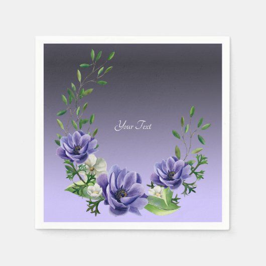 Waterverf paarse bloemen servetten (Voorkant)