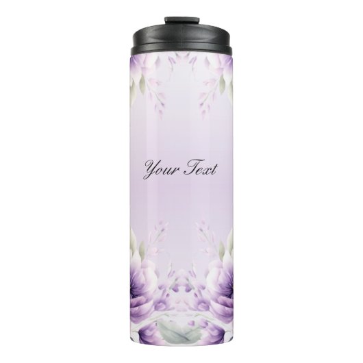 Waterverf Paarse Bloemen Thermische Tumbler Thermosbeker (Voorkant)