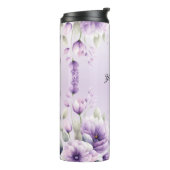 Waterverf Paarse Bloemen Thermische Tumbler Thermosbeker (Gedraaid links)