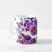 Waterverf paarse bloemen. Violet floraal botanisch Koffiemok (Voorkant links)