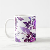 Waterverf paarse bloemen. Violet floraal botanisch Koffiemok (Links)