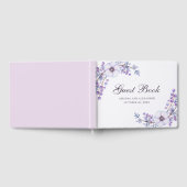 Waterverf paarse bloemen. Violet floral bruiloft Gastenboek (Volledig)