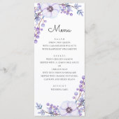 Waterverf paarse bloemen. Violet floral bruiloft Menu (Voorkant)