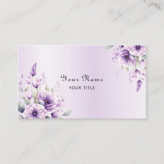 Waterverf Paarse Bloemen Visitekaartje (Voorkant)