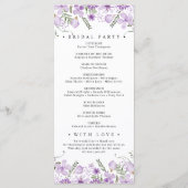 Waterverf Paarse Bloemen Vrijgezellenfeest Program Programmakaart (Achterkant)