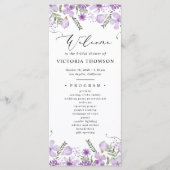 Waterverf Paarse Bloemen Vrijgezellenfeest Program Programmakaart (Voorkant)