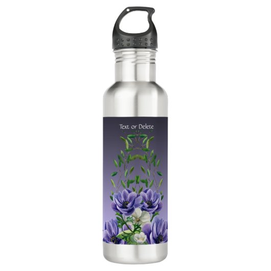 Waterverf Paarse Bloemen Waterfles Waterfles (Voorkant)