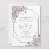 Waterverf Paarse Bloemen Wildbloemen Geometrisch Kaart (Voorkant)